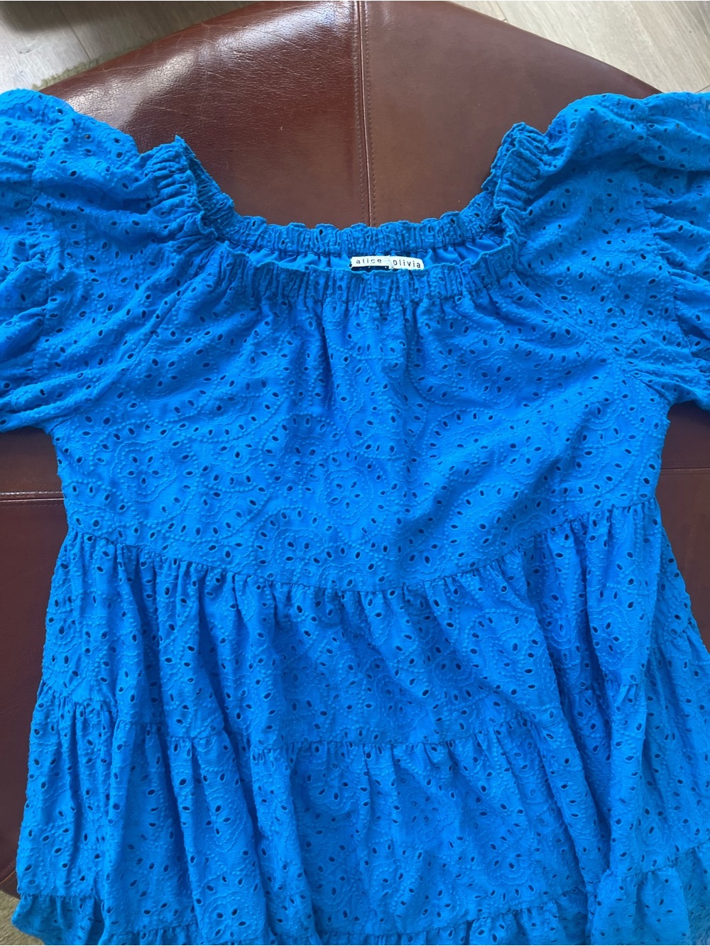 Alice + Olivia Bright Blue Eyelet Doll Dress 6 - Picture 5 of 6
